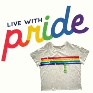 NWT White Pride Shirt with Rainbow LOVE. Size L